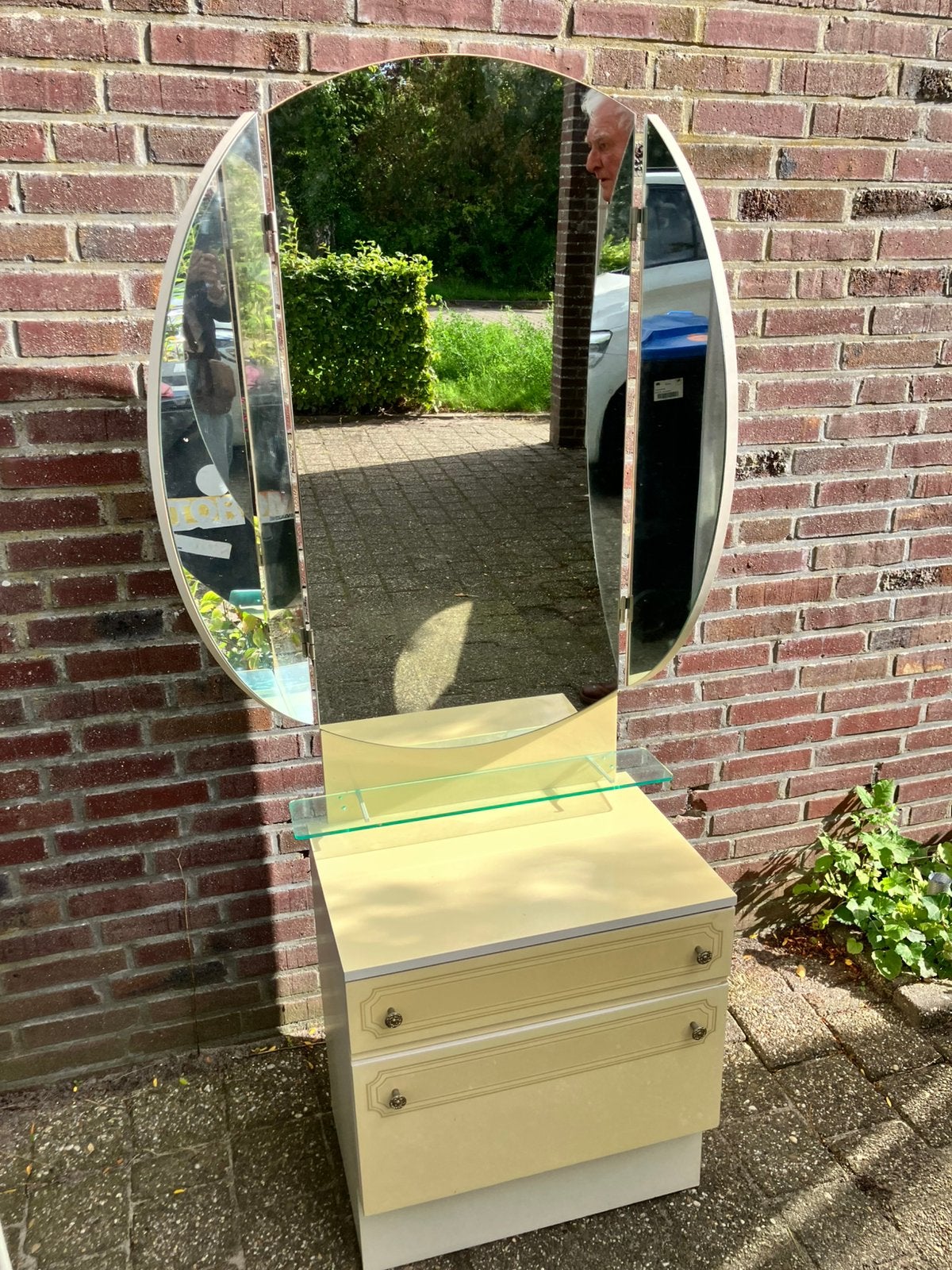 Vintage kaptafel / toilettafel met grote spiegel, retro, Ophalen
