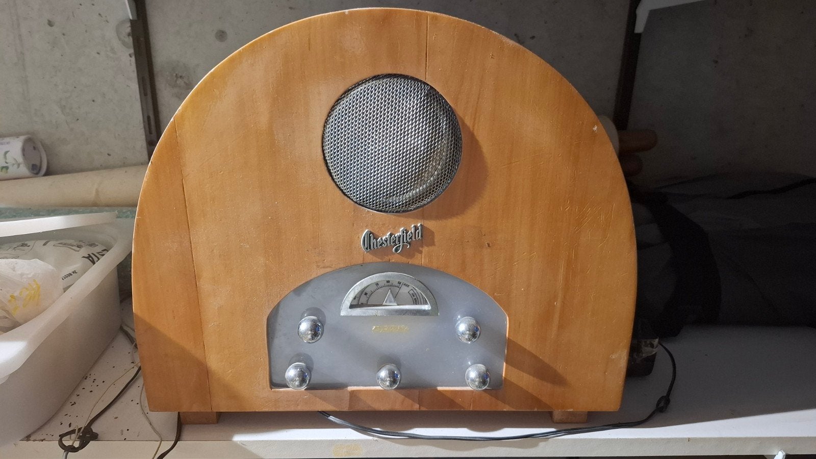 Chesterfield Radio - Vintage Look Houten Radio, Audio, Tv en Foto, Radio's, Ophalen, Gebruikt, Radio