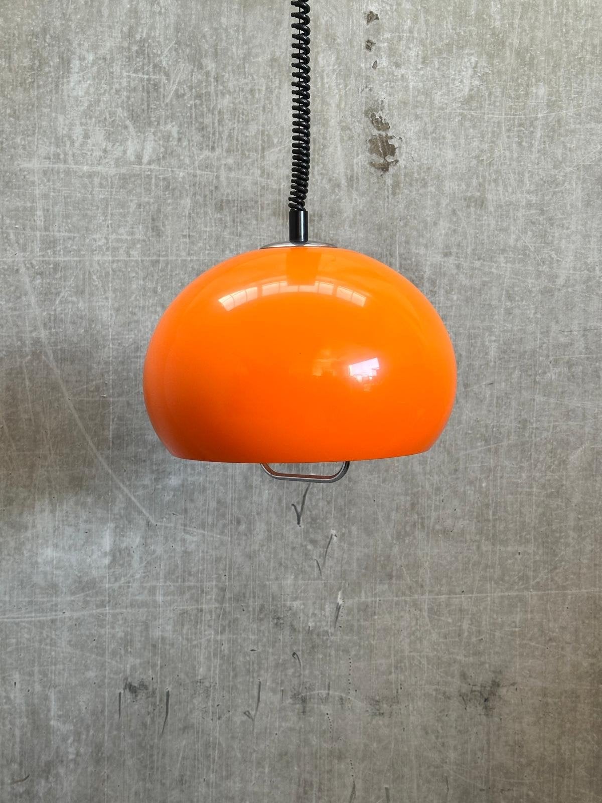 Grote Oranje Space Age Mushroom Pendellamp Jaren '70, Gebruikt, X, Metaal, E27 (groot)