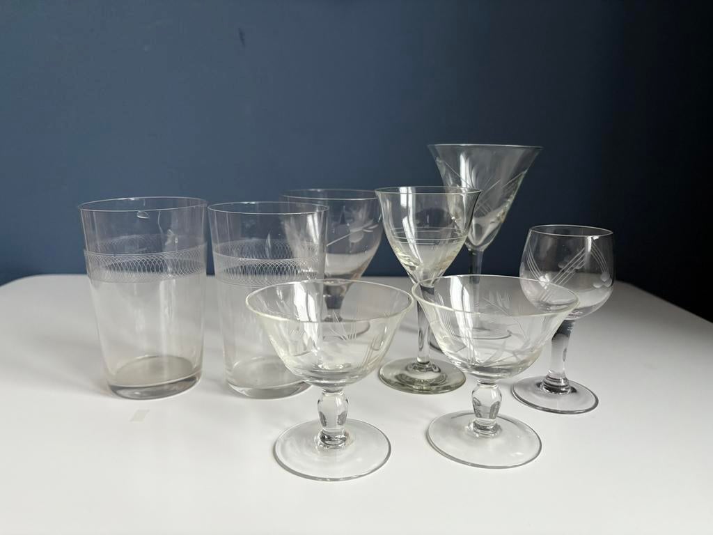 Antieke glazen glaasjes borrelglaasjes likeurglazen, Verzamelen, Glas en Borrelglaasjes, Ophalen of Verzenden, Zo goed als nieuw