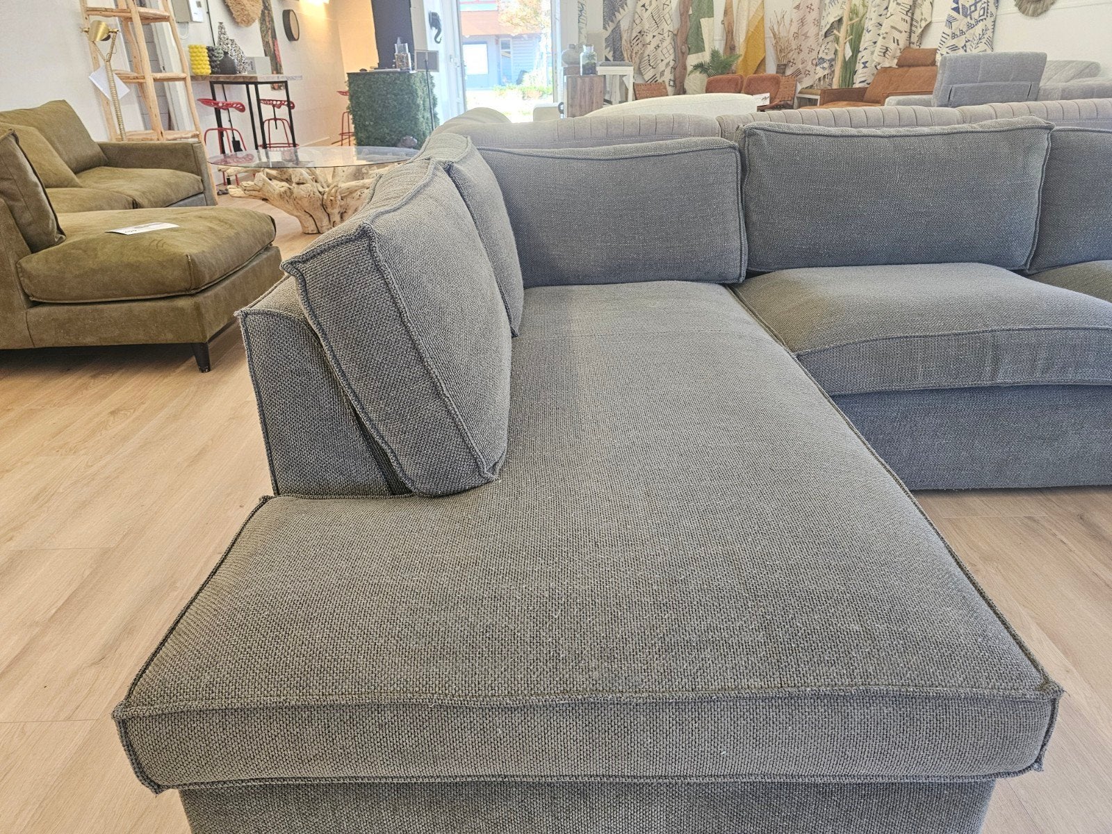 hoekbank - Vergrijst groen - WoooD, Ophalen, 125 cm of meer, 125 cm of meer, Home Friesland