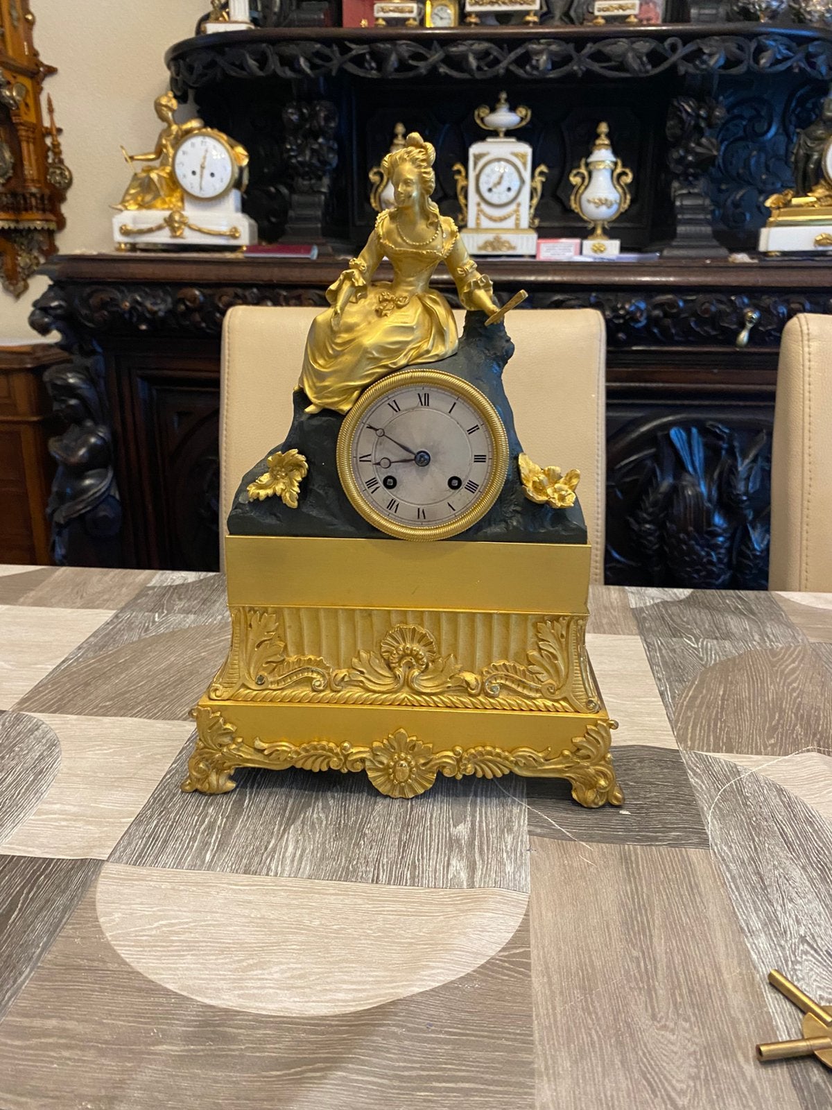 Empire Pendule geheel brons, Antiek en Kunst, Antiek | Klokken, Ophalen of Verzenden