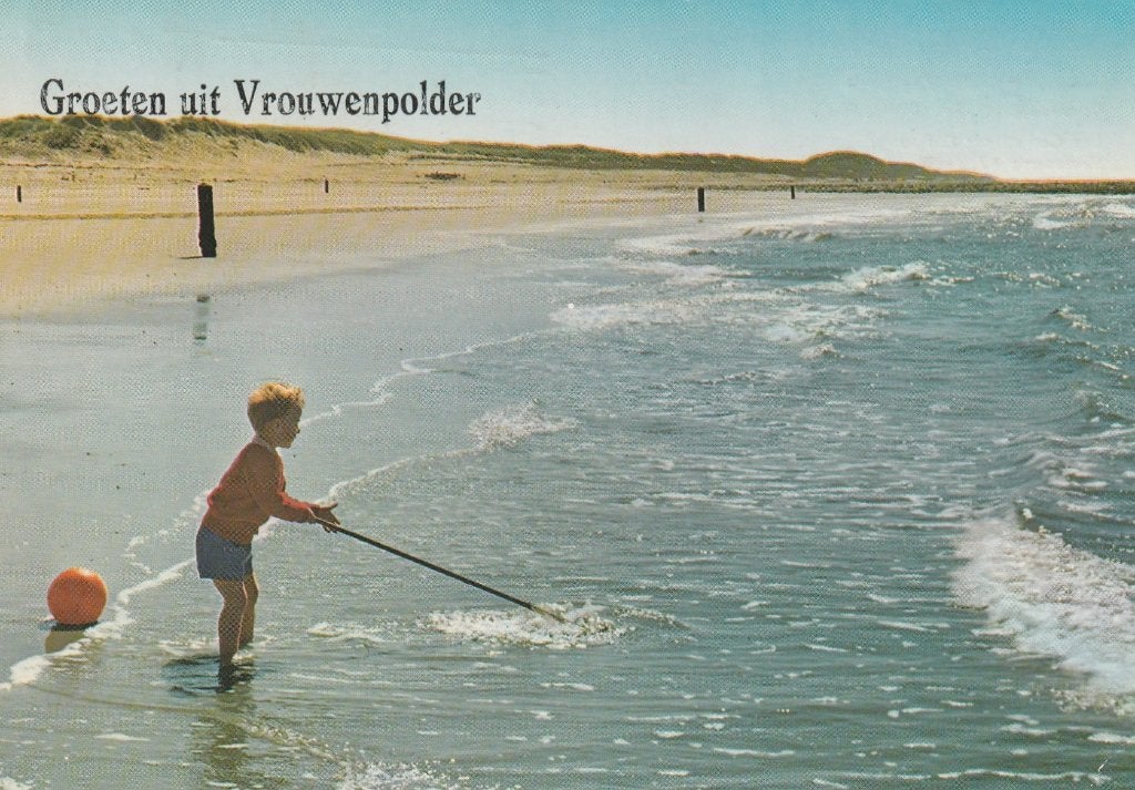 VROUWENPOLDER Strand Zee Groeten, Verzamelen, Verzenden, 1960 tot 1980, Gelopen, Zeeland