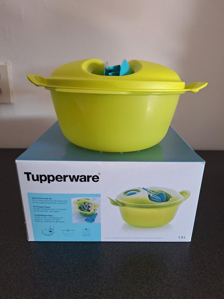 Tupperware bak met deksel, bestek en dressingbakje - Nieuw, Ophalen of Verzenden, Nieuw, Groen, Bak of Kom