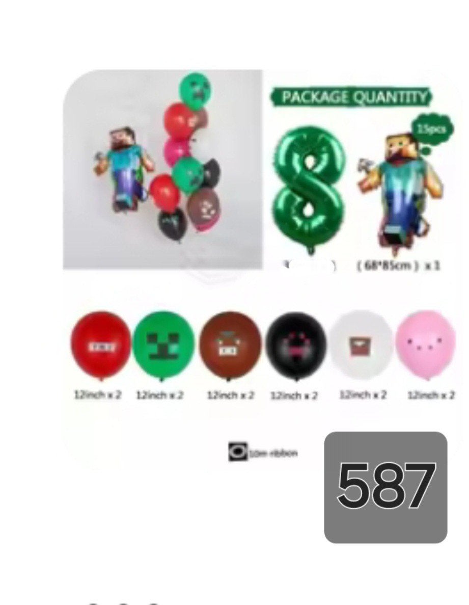 Minecraft Feest Ballonnen Set - Nieuw, Ophalen, Nieuw, Versiering, Verjaardag