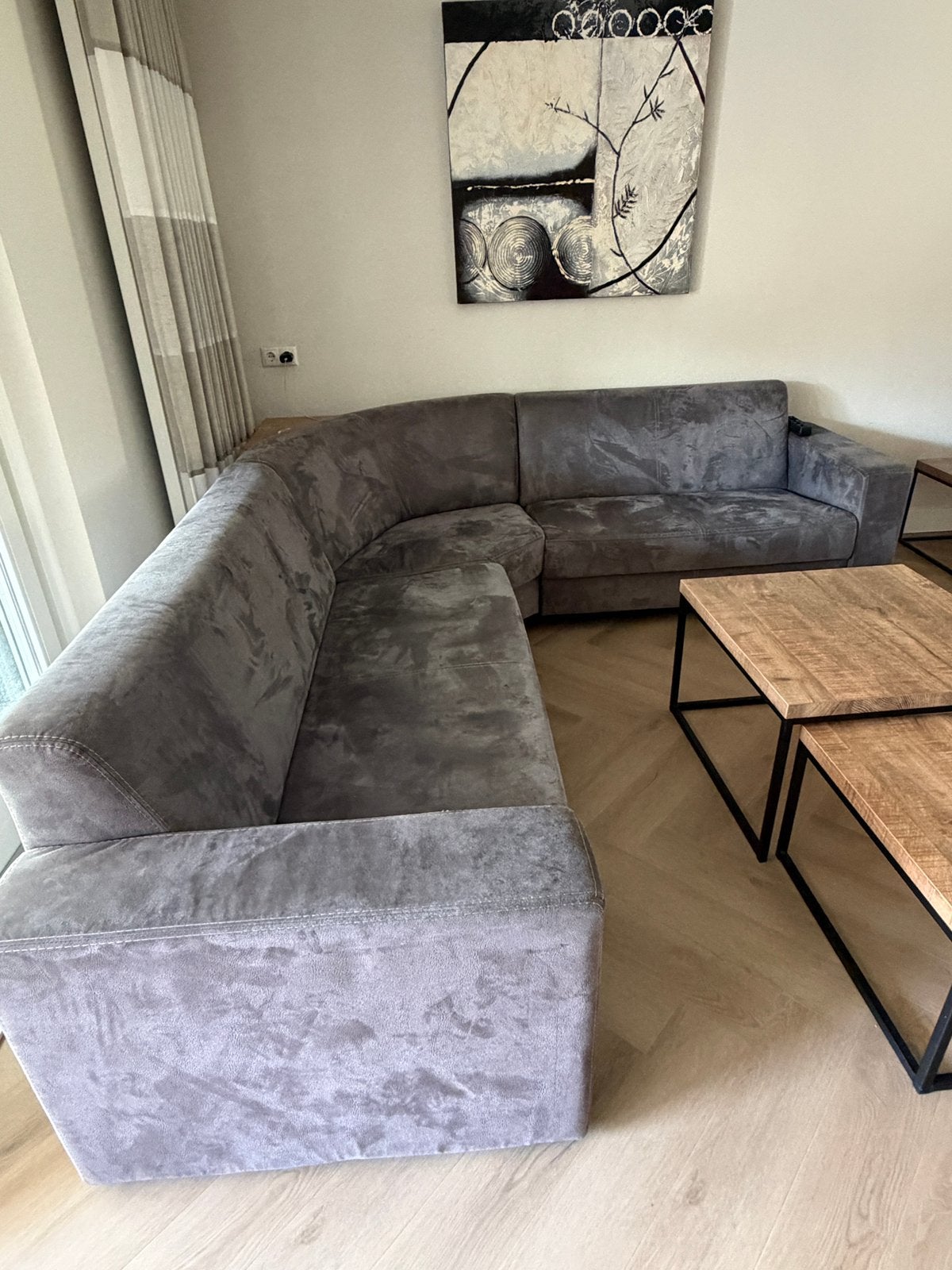 Hoekbank 270 x 240 kleur grijs, Ophalen, 250 tot 300 cm, Gebruikt, Hoekbank