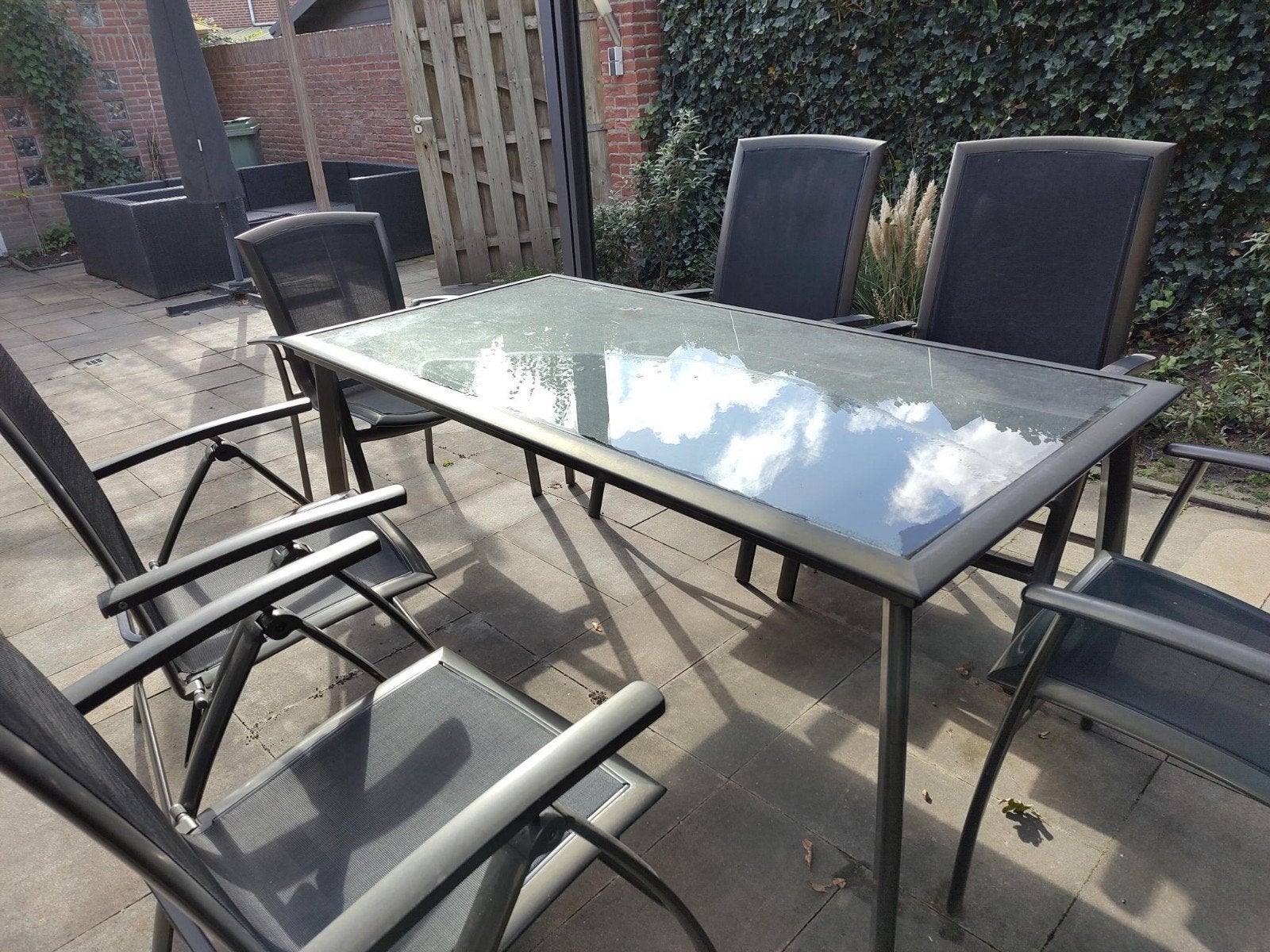Tuinset met 6 stoelen, waarvan 4 verstelbaar en inklapbaar, Tuin en Terras, Ophalen