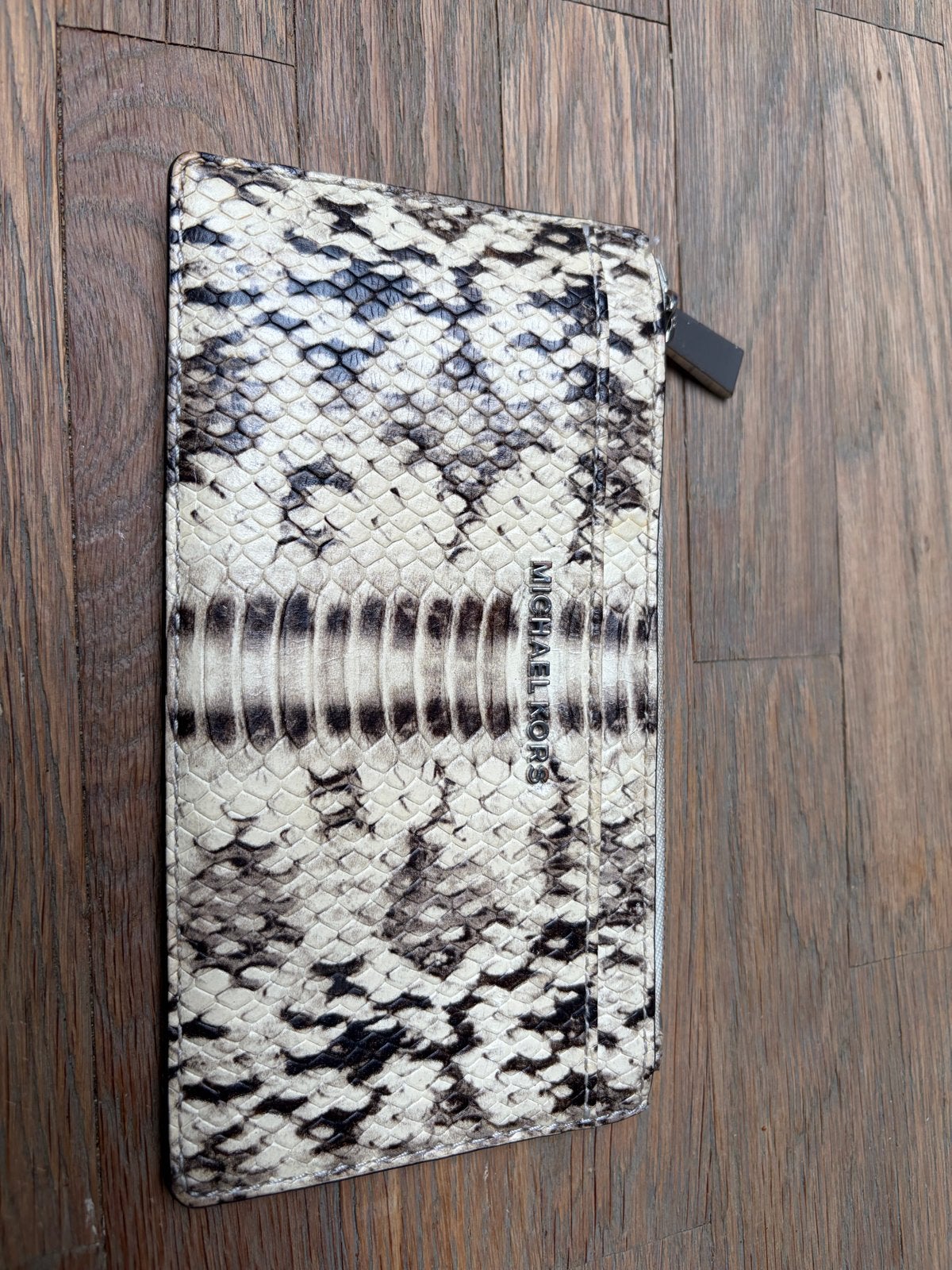 Michael Kors portemonnee met pasjeshouder met slangenprint, Ophalen of Verzenden, Gebruikt, Zwart, Overige merken