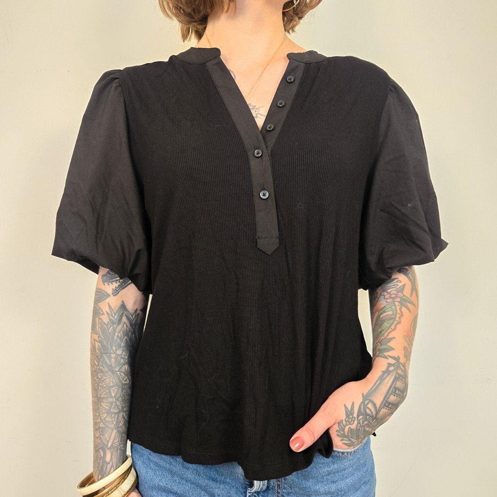 DKNY Zwarte Top Met Korte Mouwen Dames XL, Kleding | Dames, Tops, Zwart, Ophalen of Verzenden, Zo goed als nieuw, Korte mouw