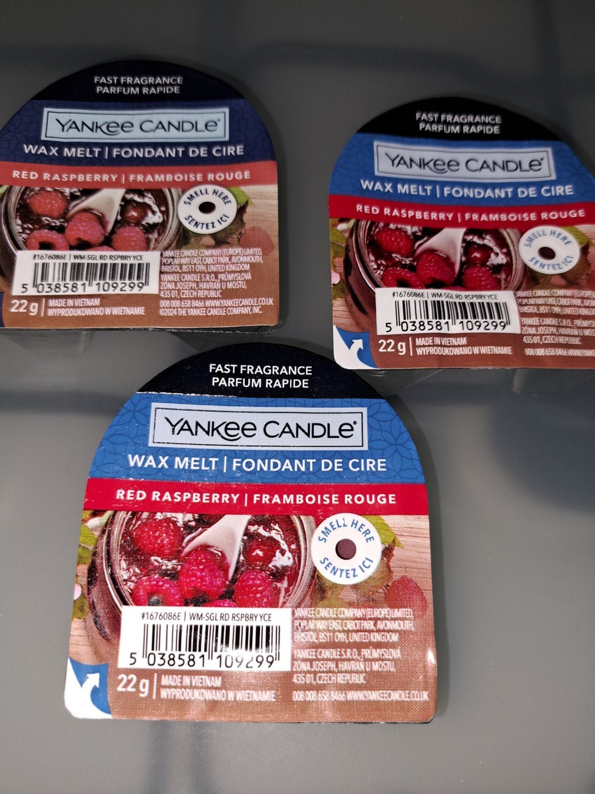 Yankee Candle Wax Melt Red Raspberry - 3 stuks, Overige merken, Overige typen, Ophalen of Verzenden, Rood