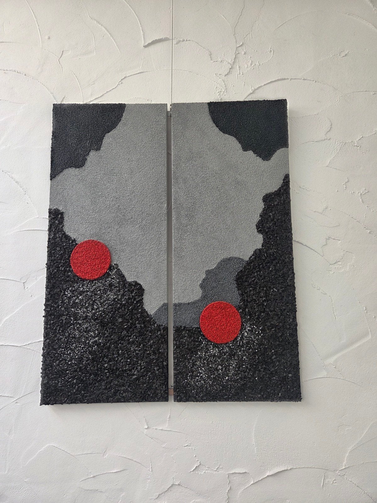 Groot 3D abstract diptiek schilderij – textuur (100x80), Antiek en Kunst, Ophalen
