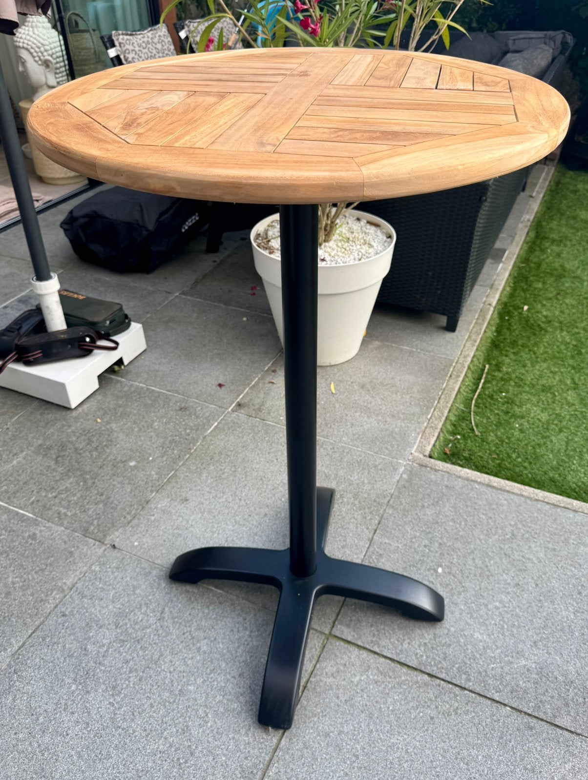 Bistro Round Bartafel Teak, Ophalen, Zo goed als nieuw