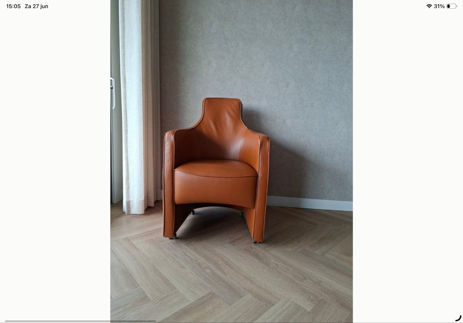 4 stoelen fauteuil, Ophalen, Gebruikt, Bruin, Leer