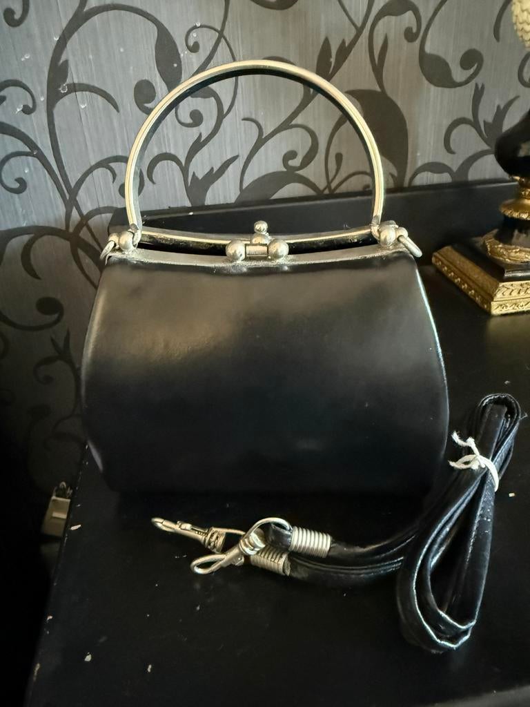 Zwarte vintage handtas of clutch, Ophalen of Verzenden, Zo goed als nieuw, Zwart, Handtas
