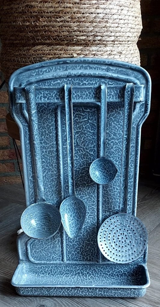 Emaille lepelrek grijs gewolkt, Ophalen of Verzenden