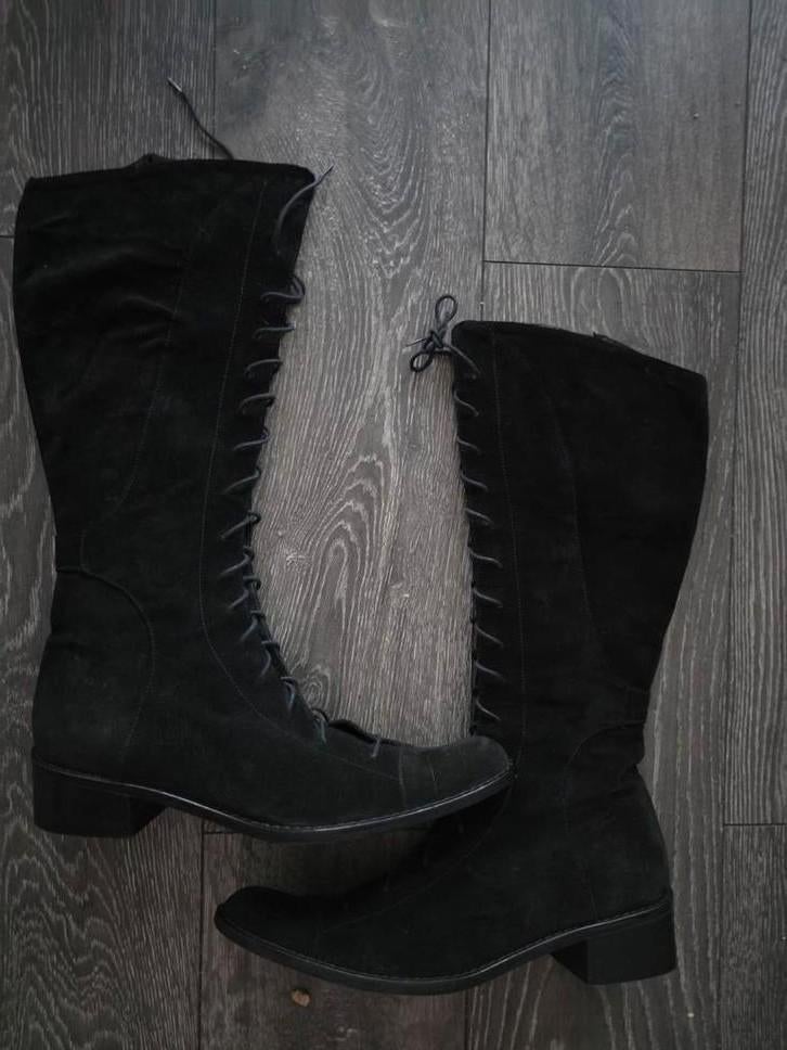 Luxe zwarte suede leder laarzen maat 42, Kleding | Dames, Hoge laarzen, Zwart, Ophalen of Verzenden, Zo goed als nieuw