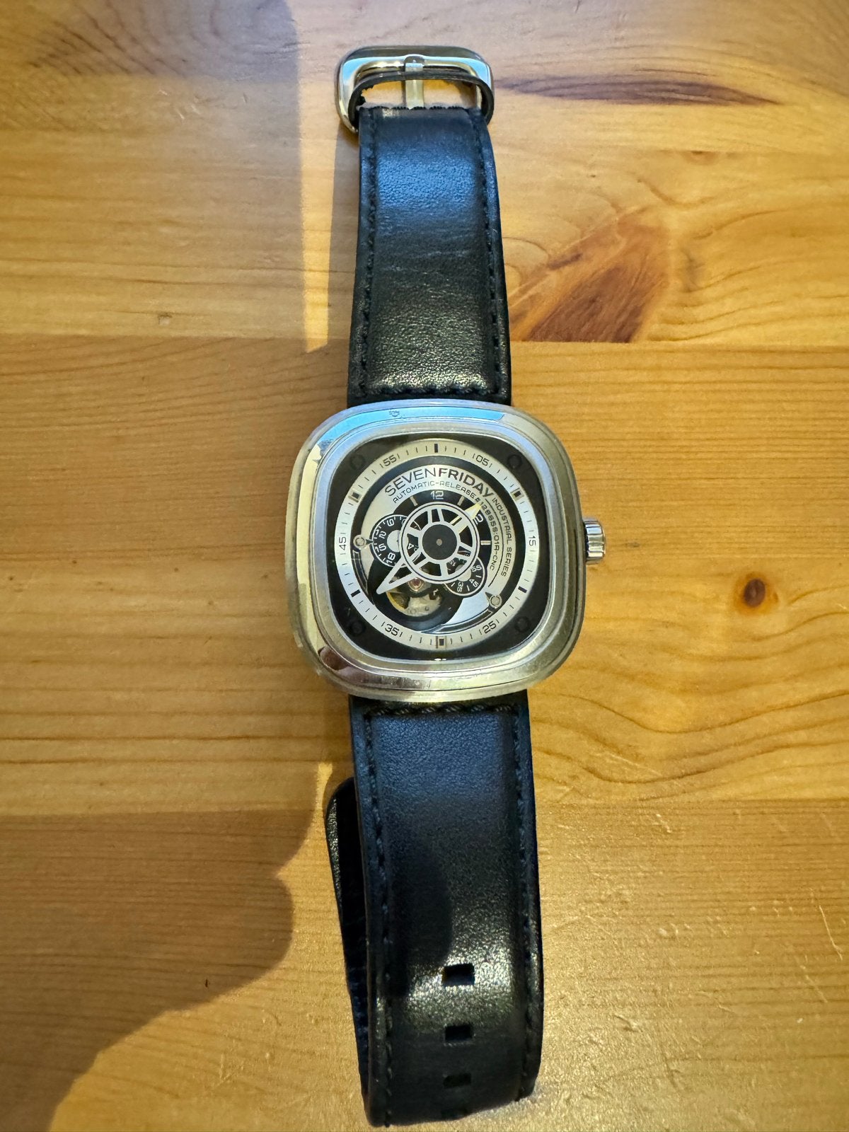 Sevenfriday P-serie P1/01 automatisch horloge, Overige merken, Leer, Staal, Polshorloge