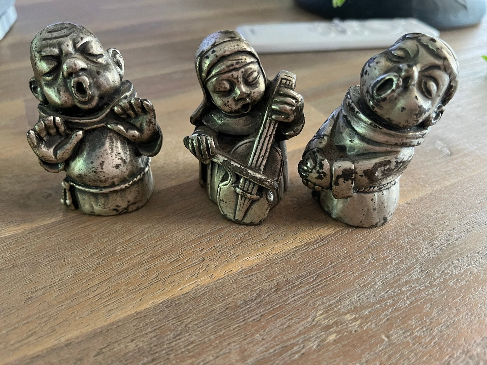 Vintage Tinnen Monniken Beeldjes - Zwaar Peltro Italië, Verzamelen, Ophalen of Verzenden, Gebruikt, Religie