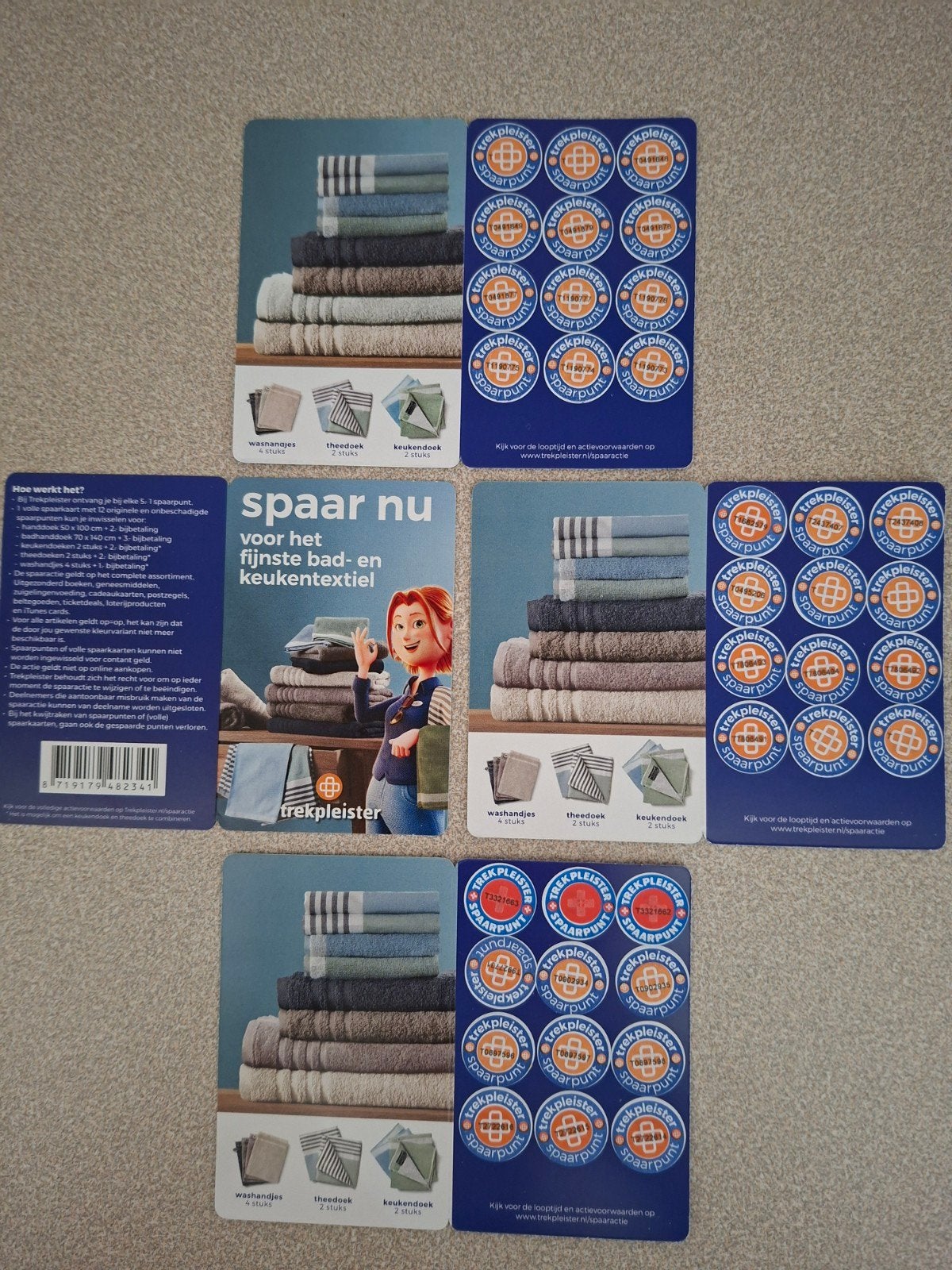 Trekpleisterzegels volle spaarkaarten voor hoge korting text, Verzamelen, Supermarktacties, Overige supermarkten, Ophalen of Verzenden