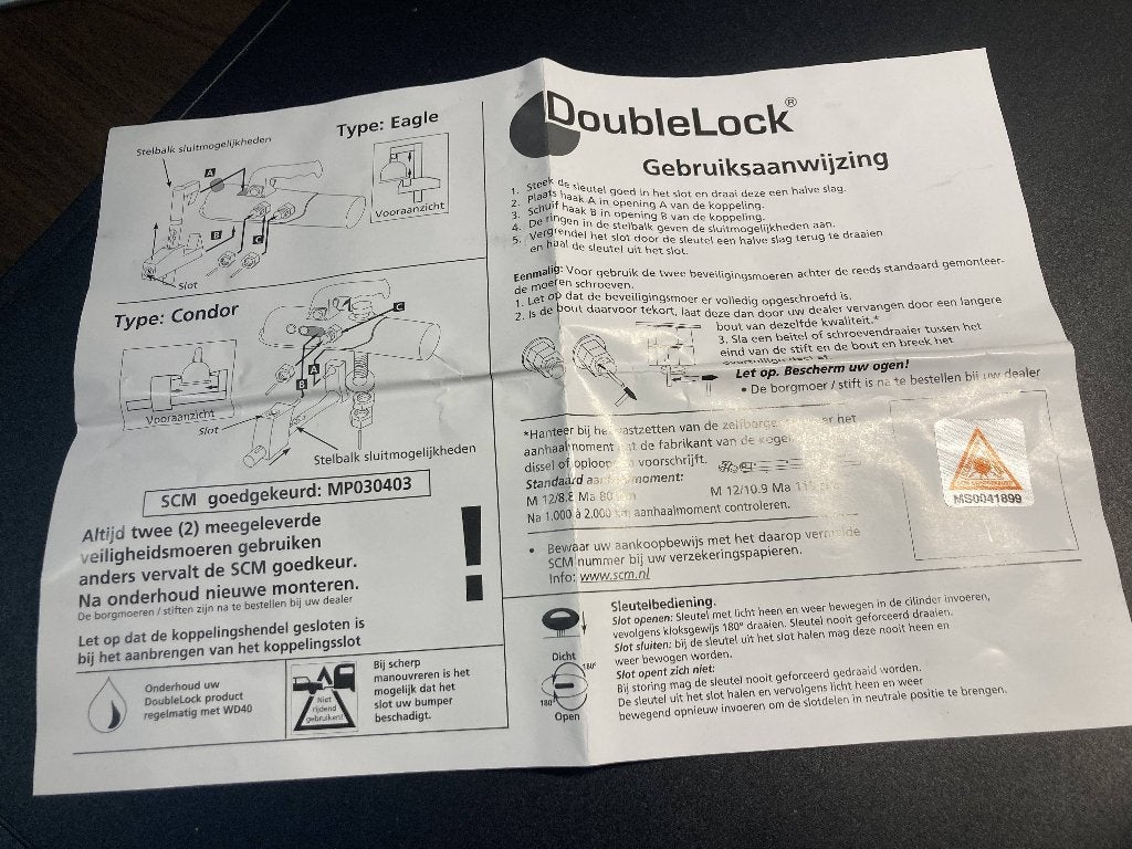 DoubleLock Compact Eagle disselslot, Caravans en Kamperen, Ophalen of Verzenden, Zo goed als nieuw
