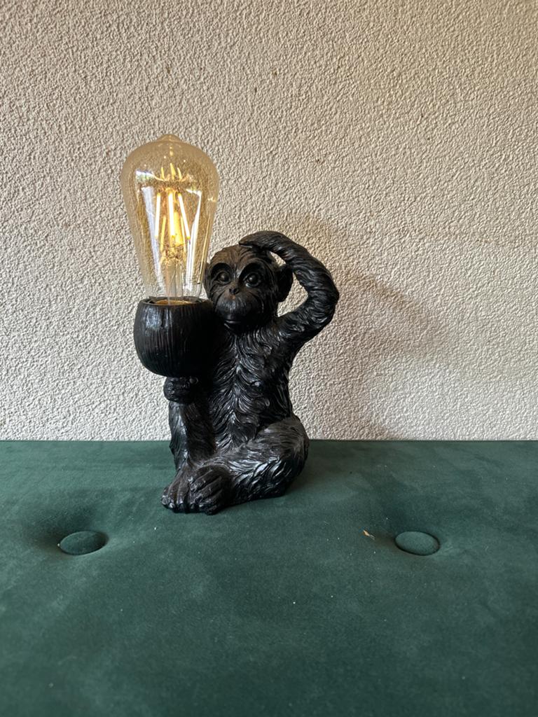 Unieke Apenlamp met Edison gloeilamp - Batterij gevoed, Ophalen of Verzenden, Zo goed als nieuw