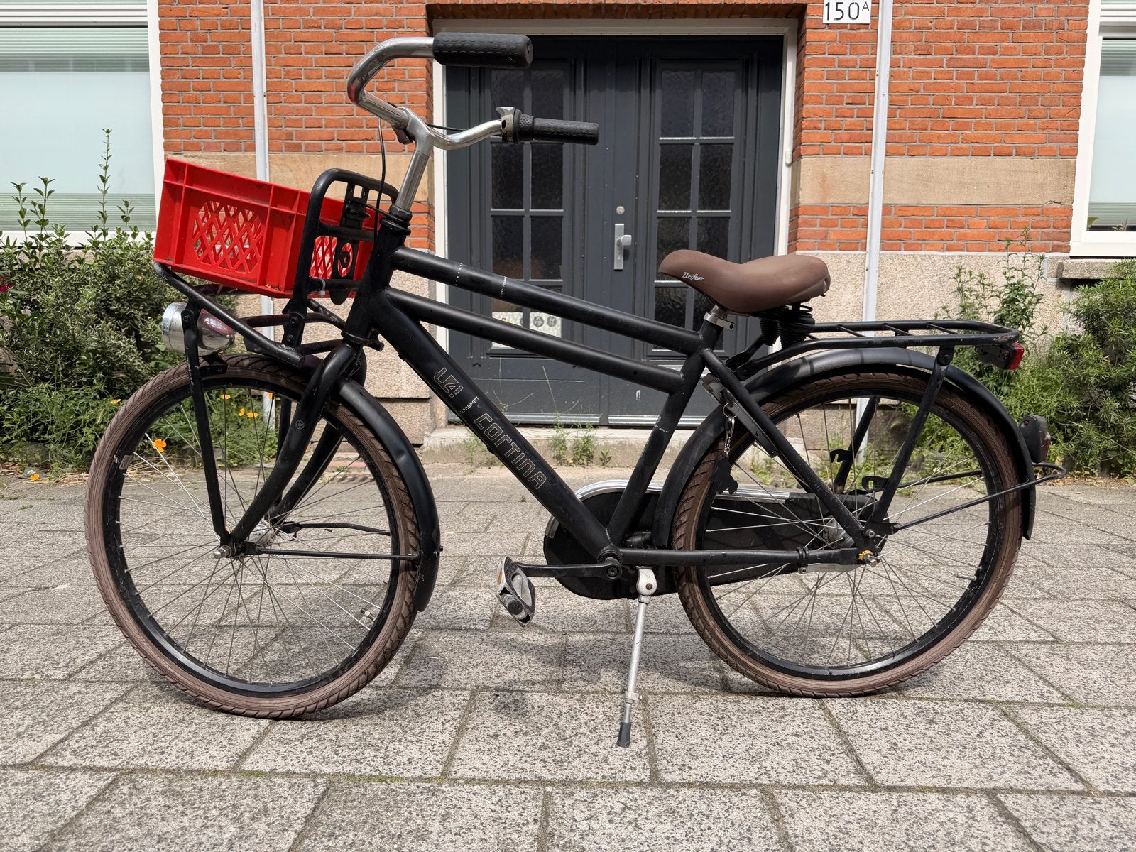 Cortina U4 Transportfiets - Zwart, met krat 24inch, Ophalen, Terugtraprem, Versnellingen, Gebruikt