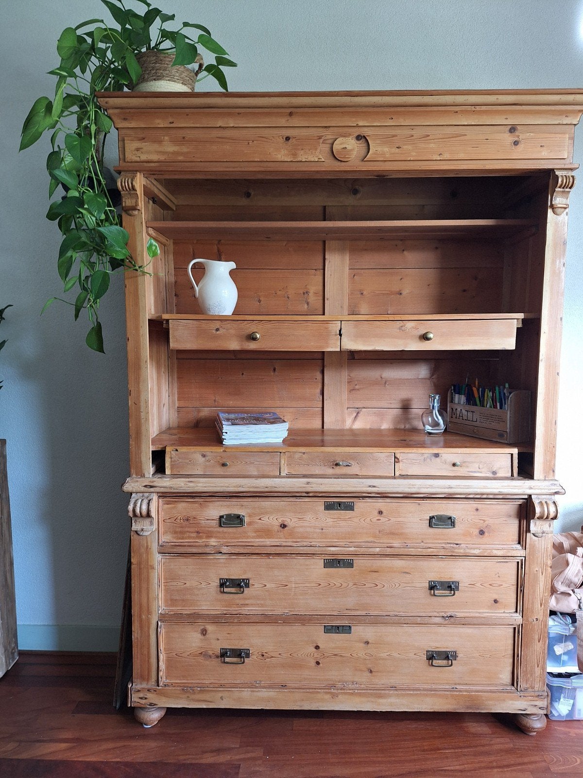 Oud grenen buffetkast, Huis en Inrichting, Kasten | Buffetkasten, Ophalen, Gebruikt, 25 tot 50 cm, 200 cm of meer