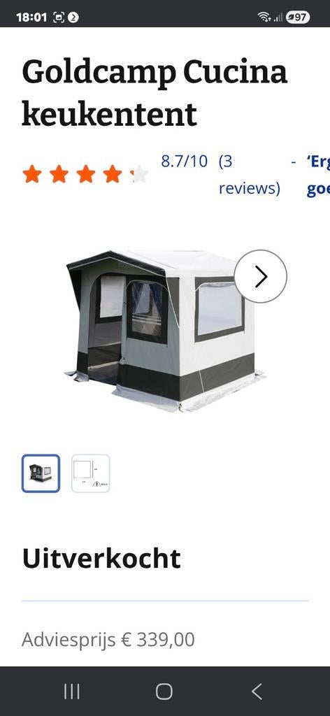 Goldcamp cucina 210, Caravans en Kamperen, Tenten, Ophalen of Verzenden, Tot en met 2