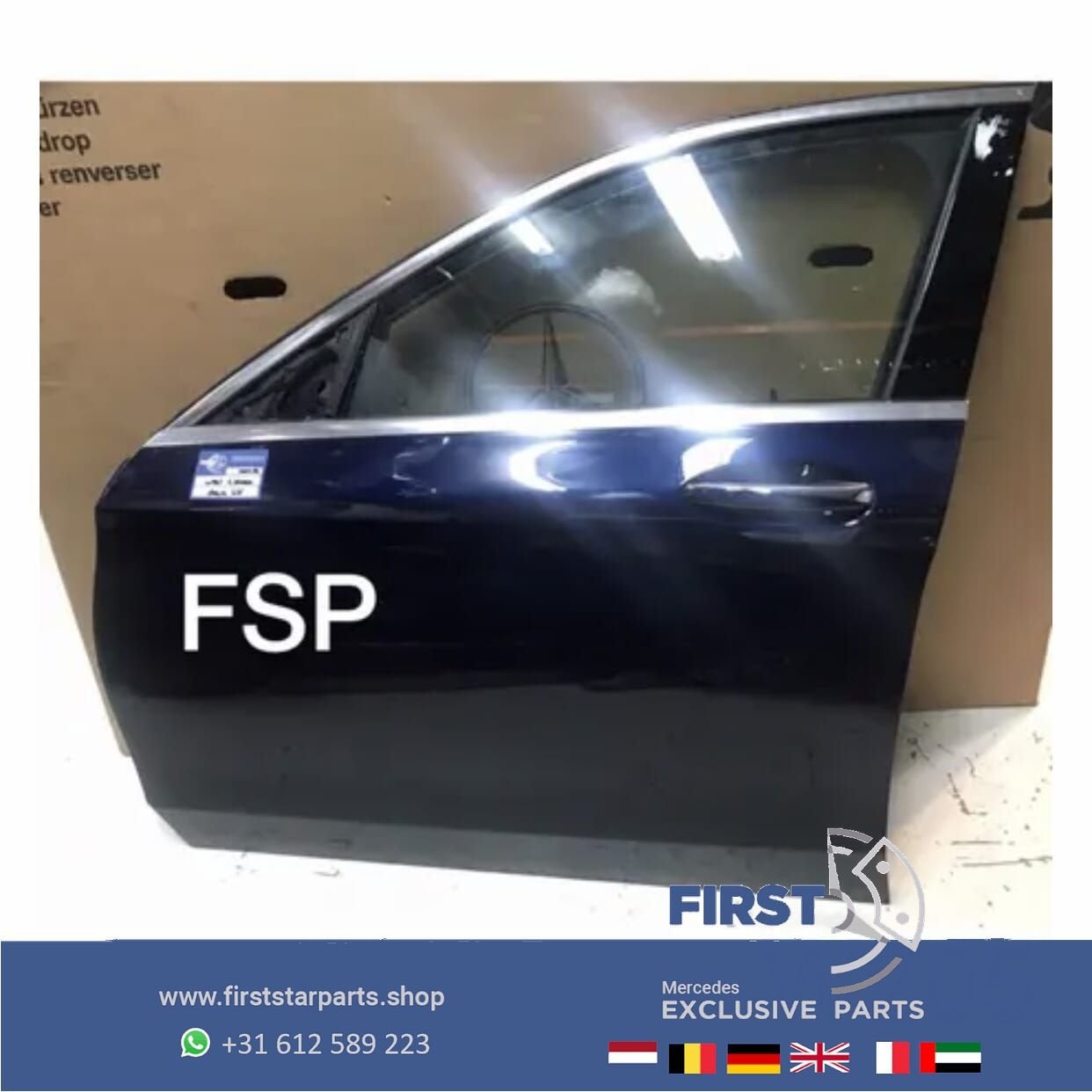 W205 DEUR COMPLEET BLAUW LINKSVOOR Mercedes C Klasse 2014-20, Auto-onderdelen, Gebruikt, -, Deur, Voor