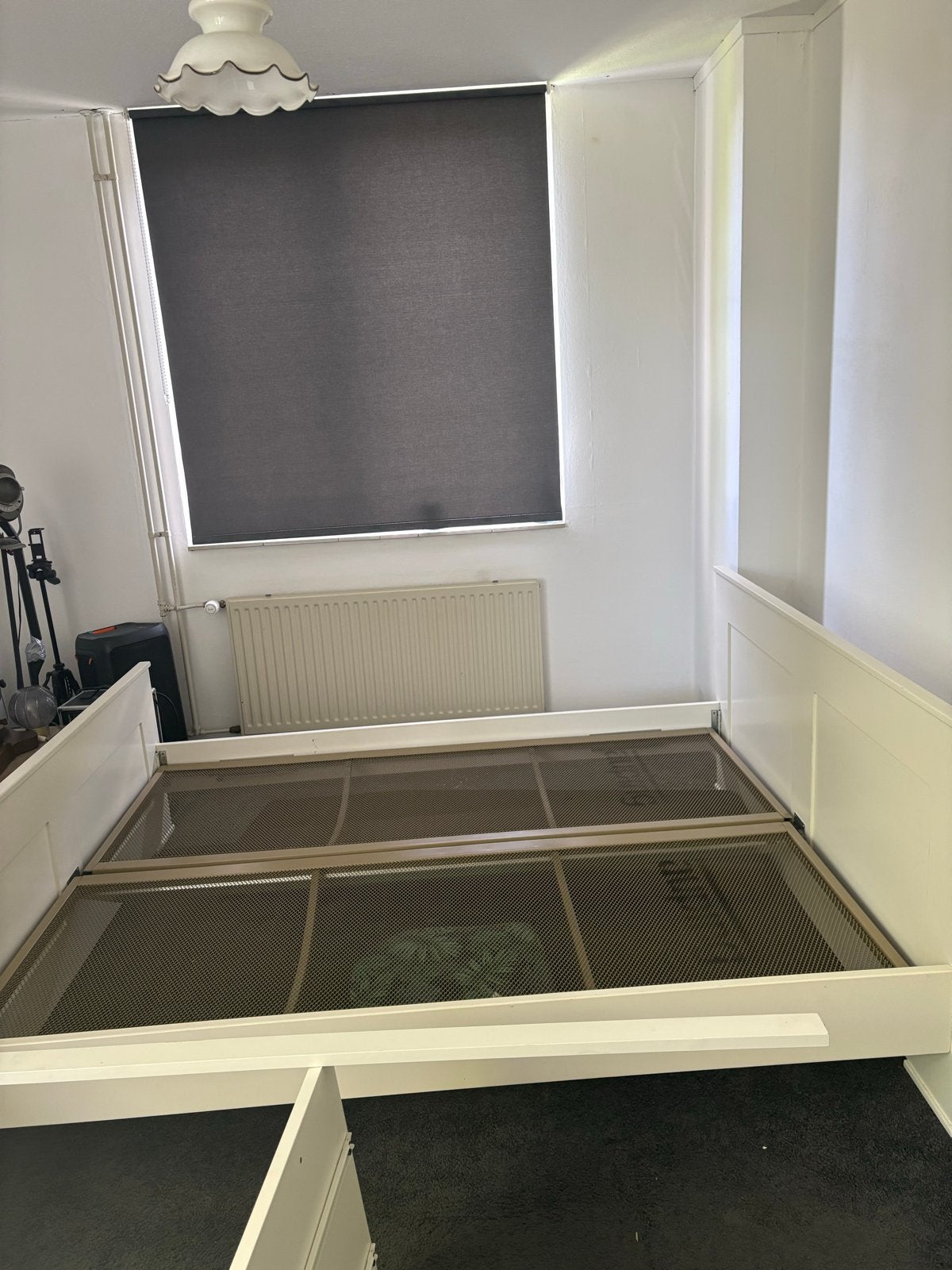 Wit tweepersoonsbed met auping spiraalbodems, Ophalen, Gebruikt, Wit, Tweepersoons