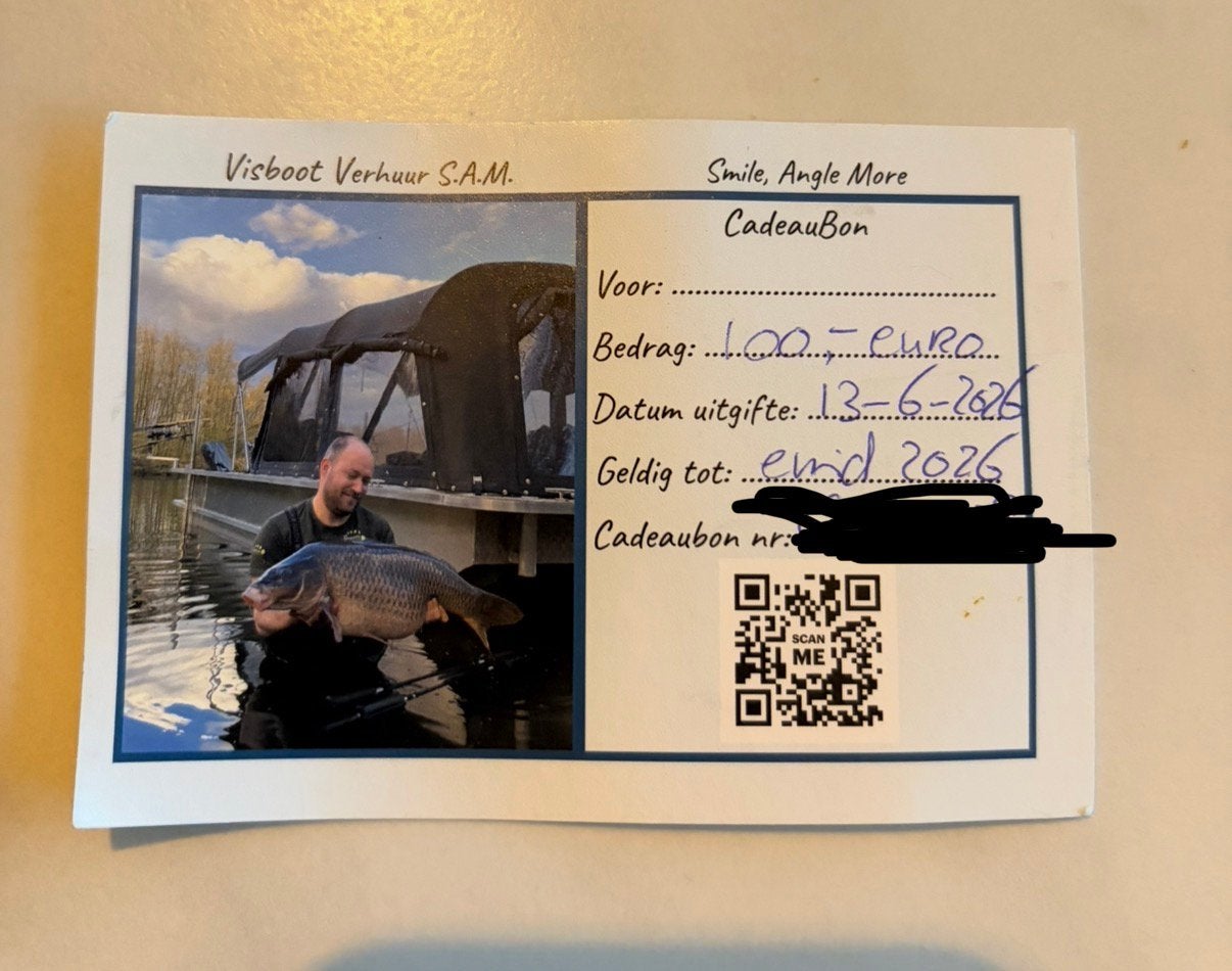 Korting bon visbootverhuur sam van 100 euro, Watersport en Boten, Ophalen of Verzenden, Zo goed als nieuw
