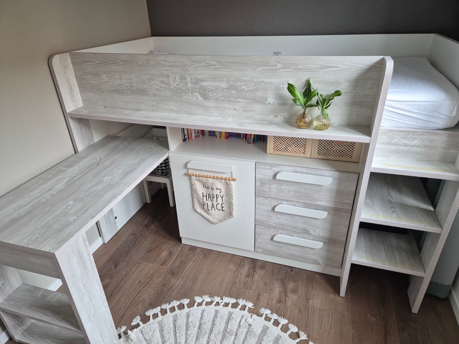 Trasman halfhoogslaper 90x200 (MOET WEG VANWEGE VERHUIZING), Ophalen, Gebruikt, Hoogslaper of Stapelbed