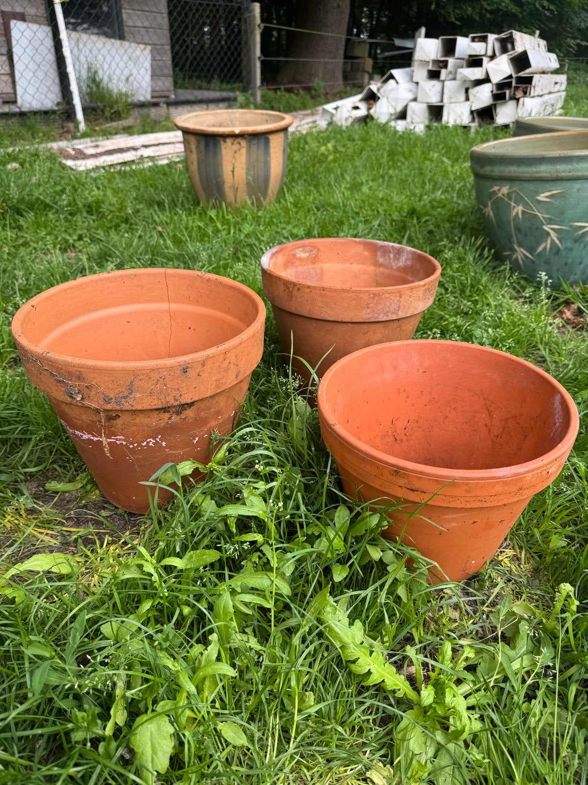 Diverse gebruikte bloempotten voor tuin of balkon, Tuin en Terras, Bloempotten, Gebruikt, Balkon, Rond, Minder dan 40 cm