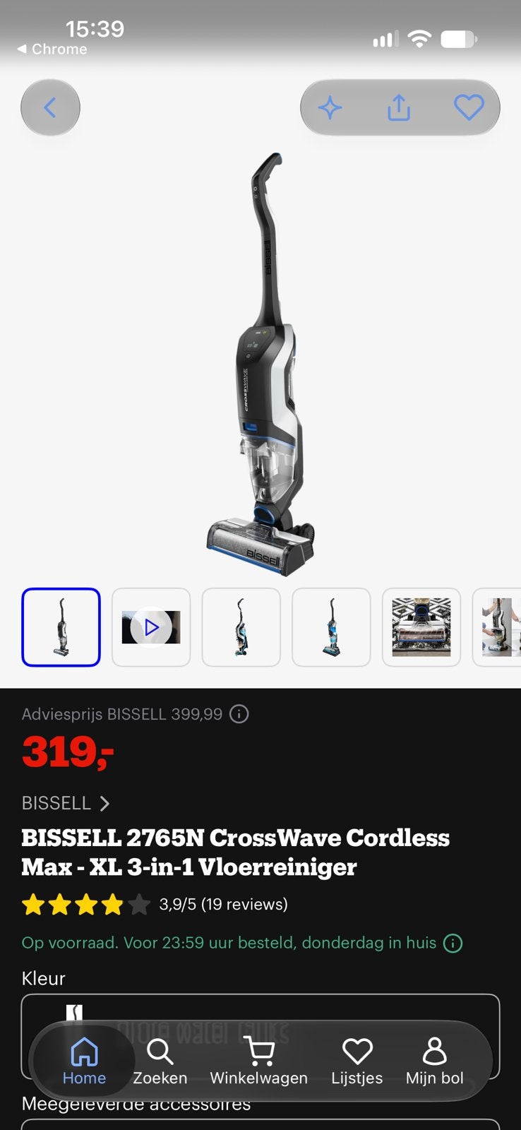 Bissell CrossWave Cordless Max 3-in-1 – Binnenwerk vernieuwd, Ophalen, Dweilemmer, -bak, of -wagen