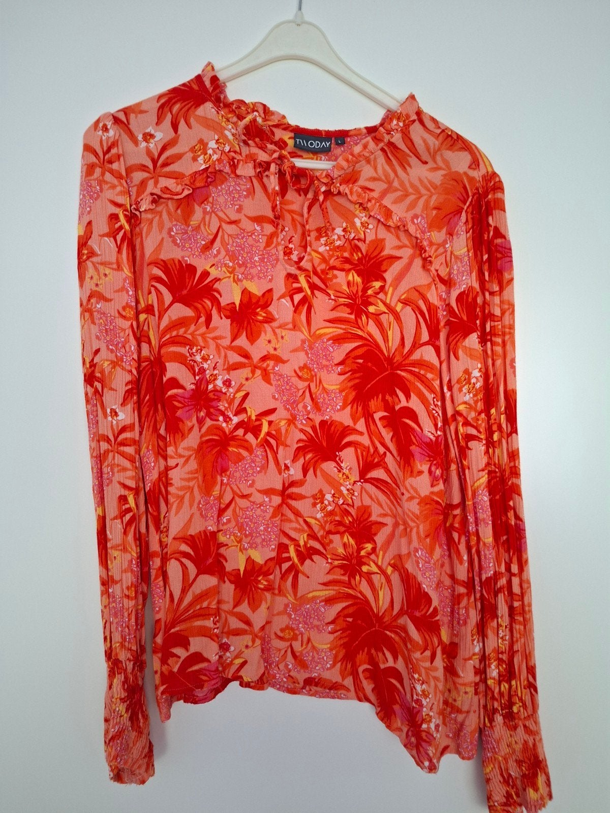 Luchtige Twoday blouse met bloemenprint - Maat L, Twoday, Maat 42/44 (L), Oranje, Ophalen of Verzenden