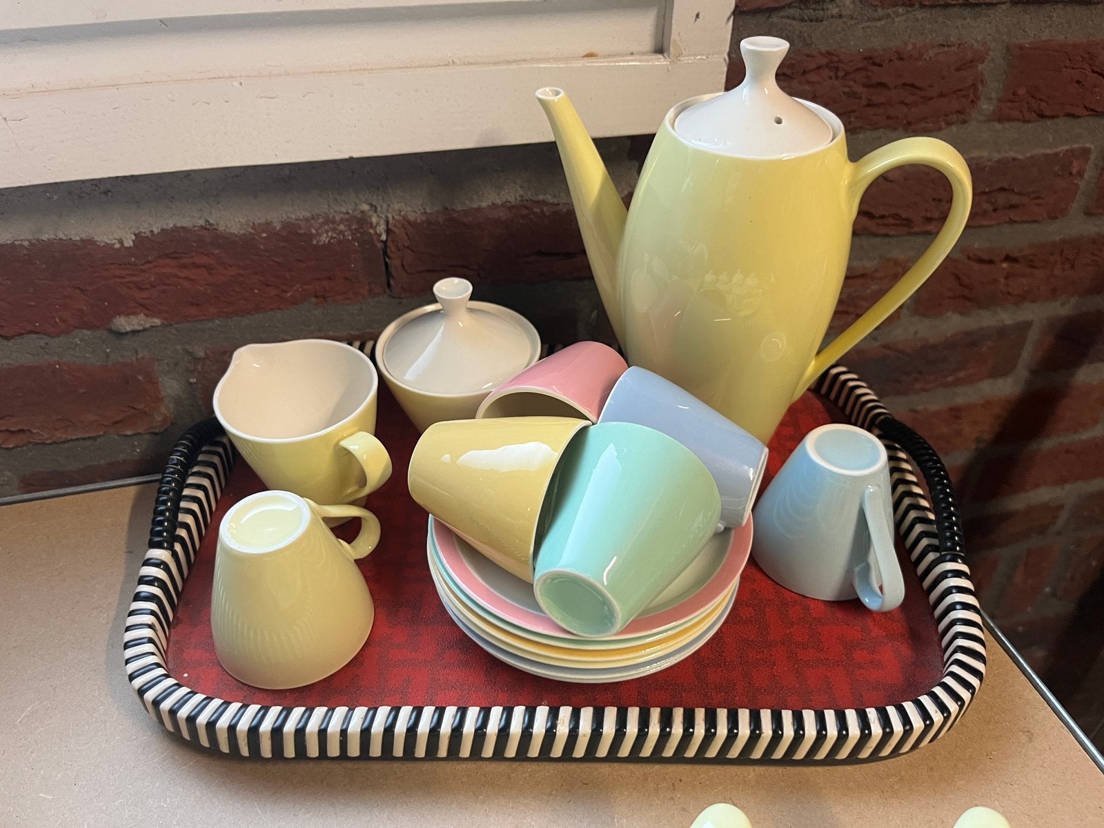 Pastel Regout Mokka serviesje., Antiek en Kunst, Antiek | Servies los, Ophalen of Verzenden