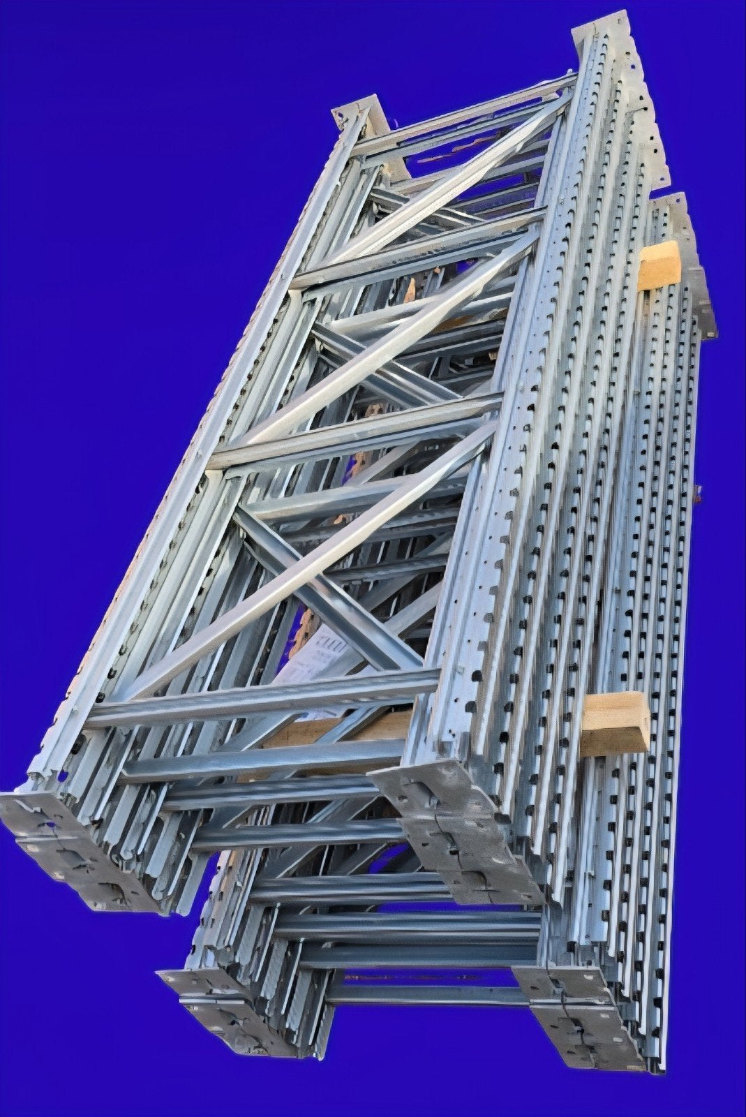 Metalen stellingen liggers 340cm bv houten stalen platen, Ophalen, Gebruikt, IJzer