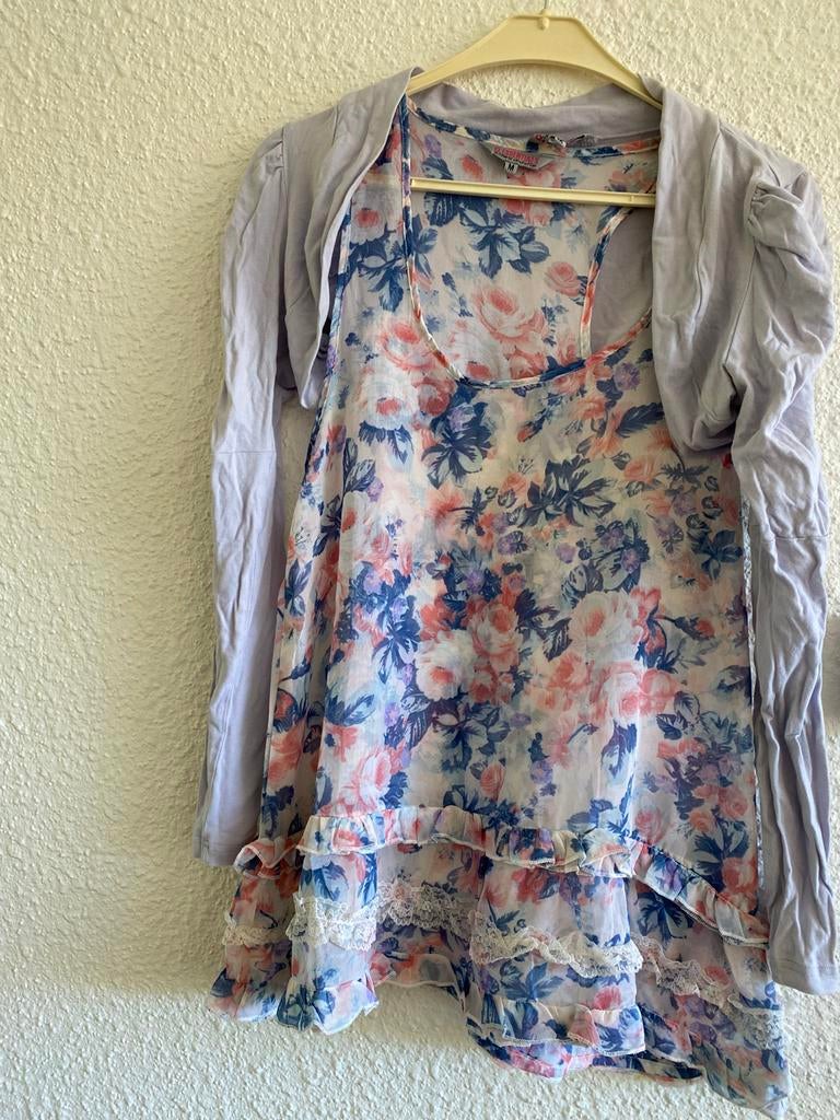 Leuke top met bolero vestje, maat M., Maat 38/40 (M), Paars, Ophalen of Verzenden, Zo goed als nieuw