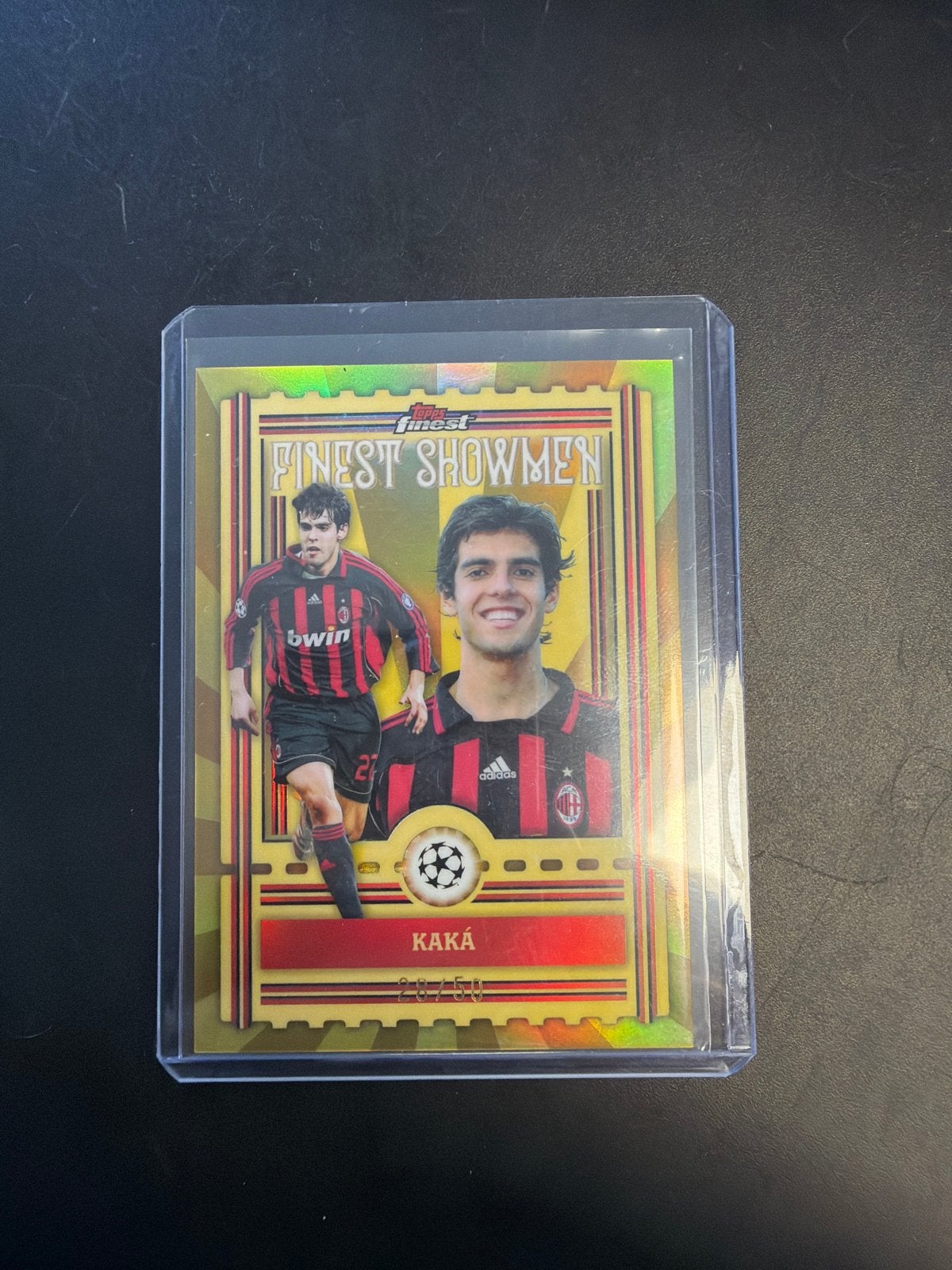 Topps Finest Showmen Kaka AC /50Milan Voetbal Spelerskaart, Ophalen of Verzenden, Zo goed als nieuw, Buitenlandse clubs, Spelerskaart