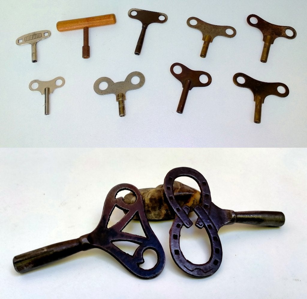 11x Antieke Klok Sleutel / Kloksleutel - Div Maten - 1Koop, Ophalen of Verzenden