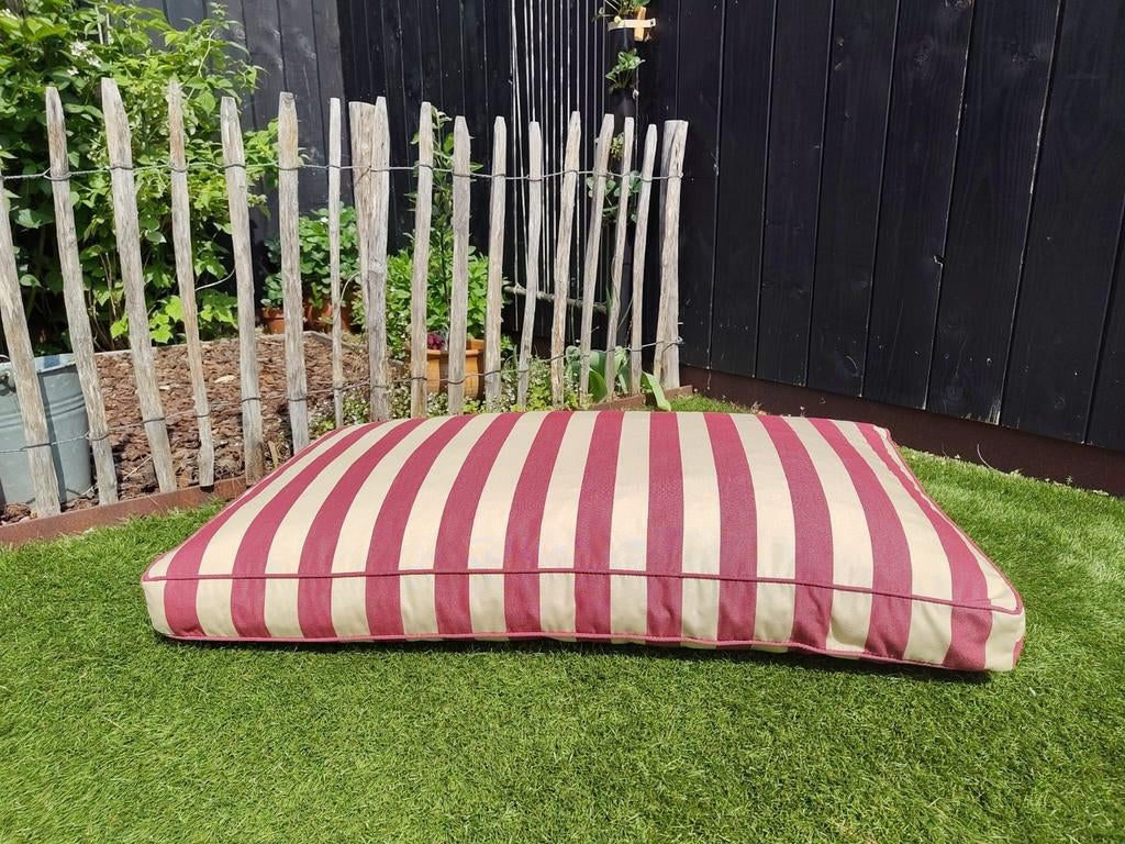 Grondkussen/Palletkussen - Rood/Beige gestreept, Huis en Inrichting, Woonaccessoires | Kussens, Nieuw, Rood, Rechthoekig, Ophalen