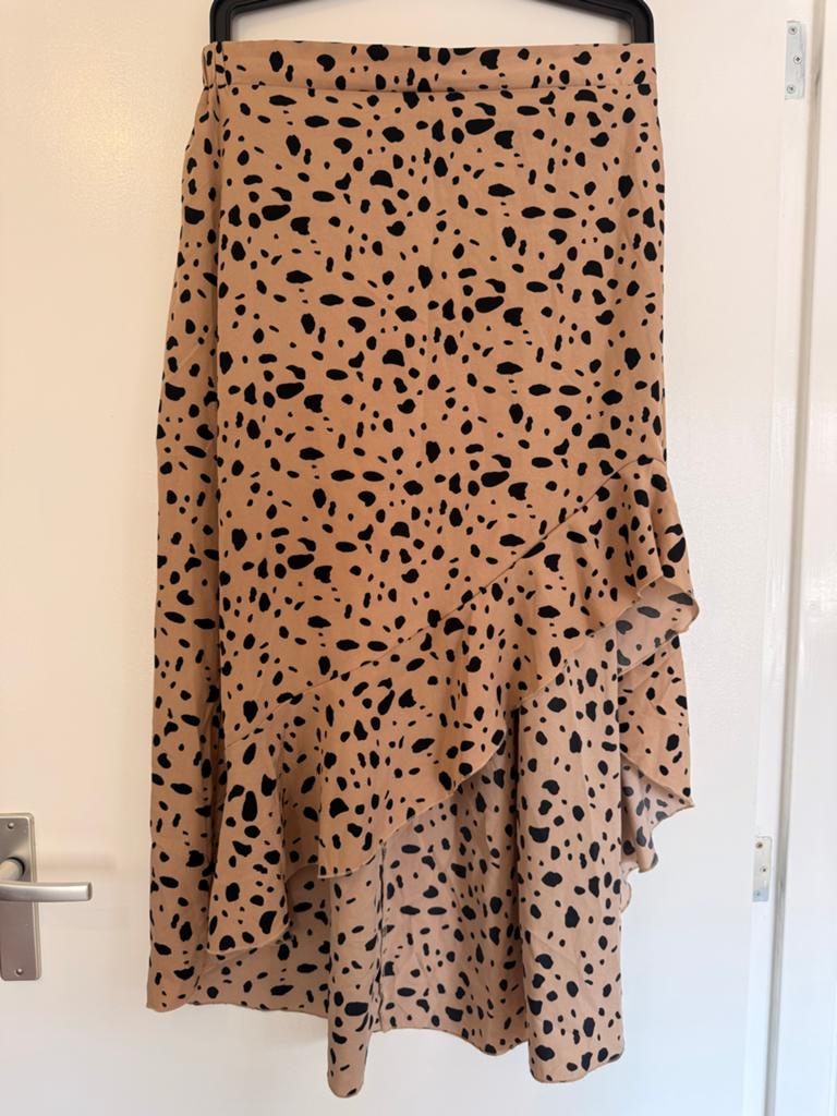 Shein Curve 1XL Luipaardprint Rok met Ruches, Kleding | Dames, Rokken, Beige, Maat 46/48 (XL) of groter, Ophalen of Verzenden
