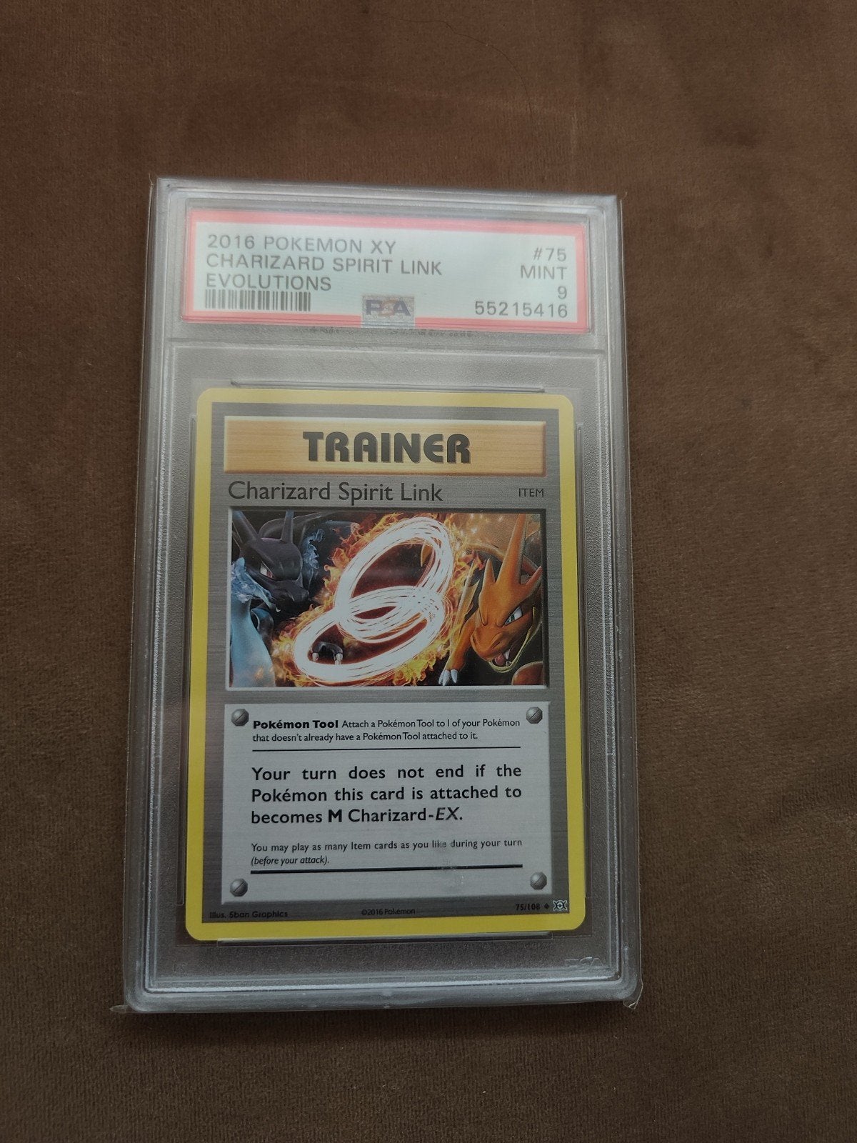 Pokemon PSA 9 MINT Charizard Spirit Link Trainer psa slab, Ophalen of Verzenden, Zo goed als nieuw, Losse kaart