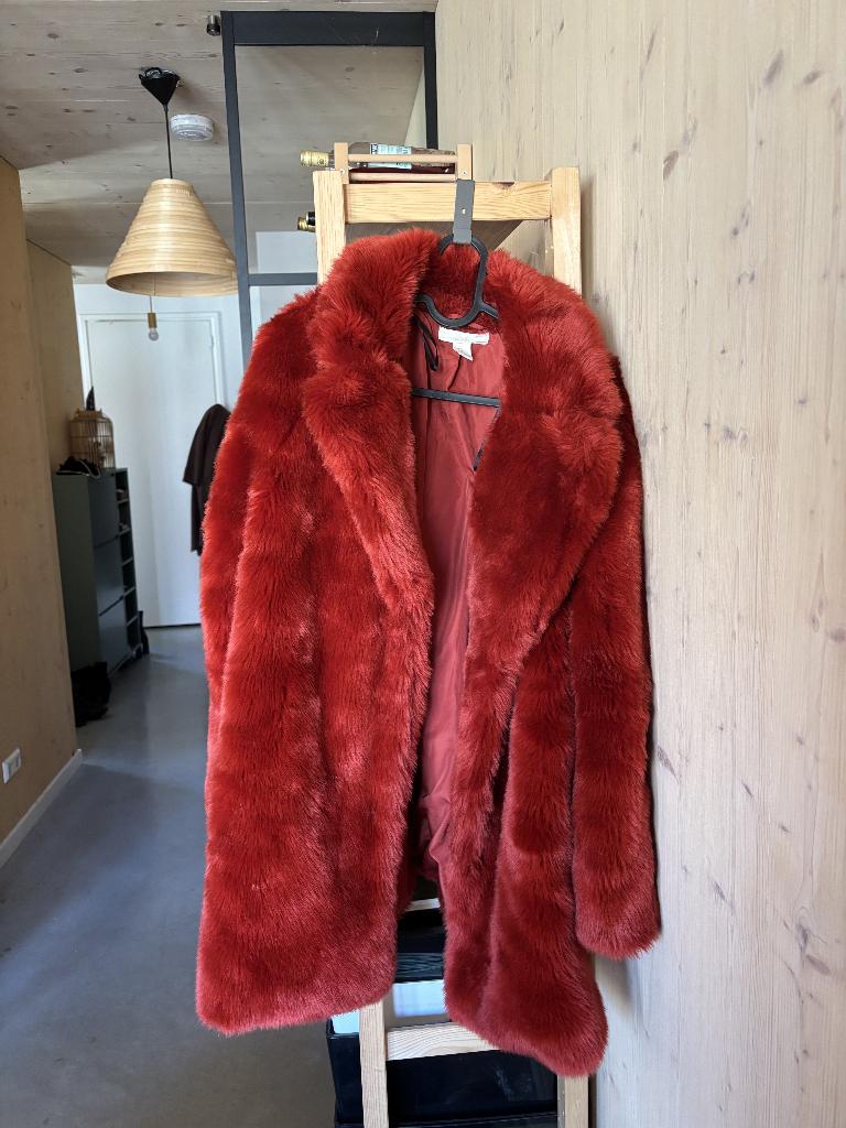 Rode Faux Bontjas – Statement Piece met Luxe Look, Kleding | Dames, Maat 38/40 (M), H&M, Ophalen of Verzenden, Zo goed als nieuw