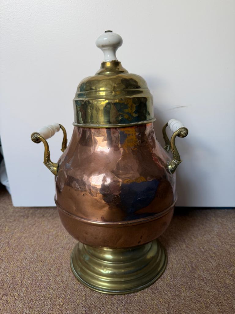 Antieke Koperen Doofpot met Messing Details, Ophalen of Verzenden, Koper