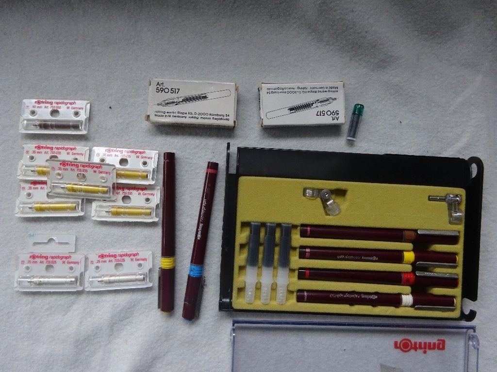 Rotring pennenset met reserves, Ophalen of Verzenden, Gebruikt, Overige typen