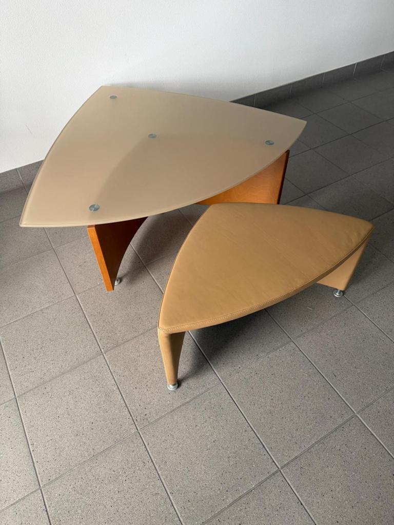 Leolux salontafel plus leren bijzettafel ( 2 stuks)., Huis en Inrichting, Tafels | Salontafels, Ophalen, 50 tot 100 cm, Zo goed als nieuw