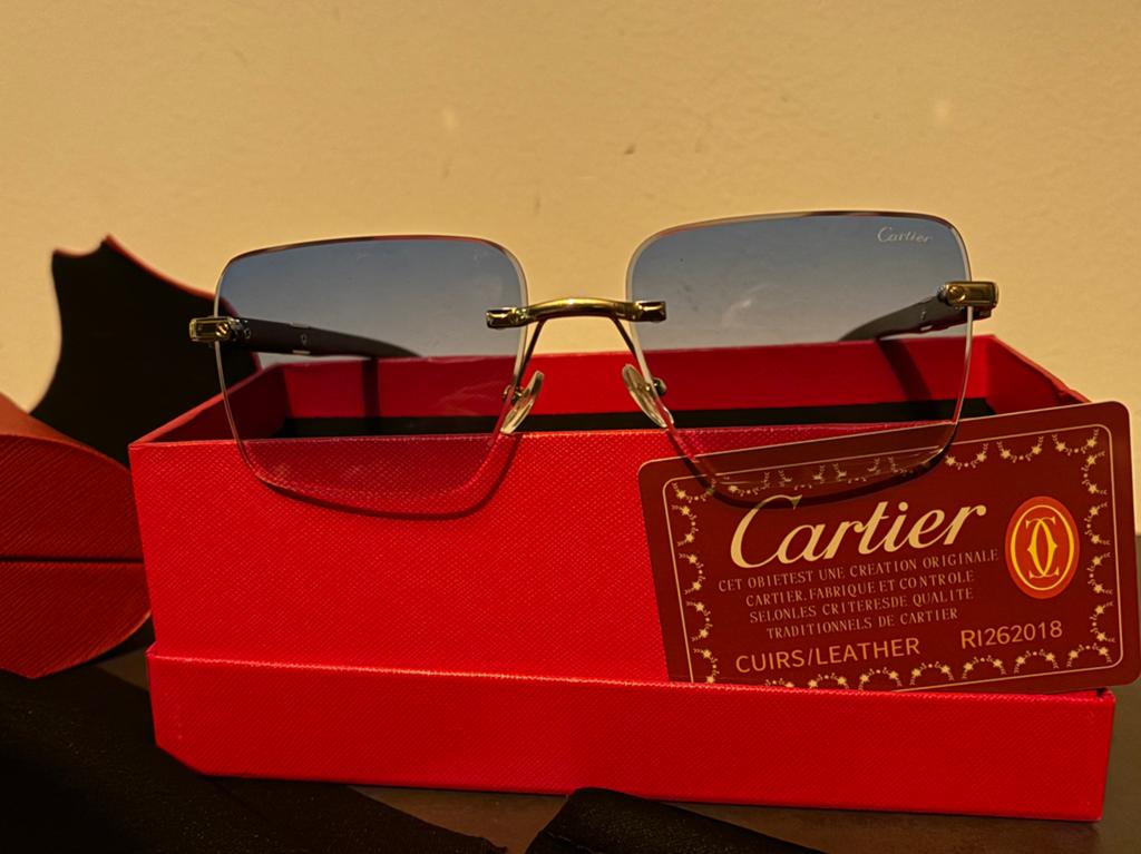 Cartier zonnebril, Overige merken, Zonnebril, Blauw, Nieuw