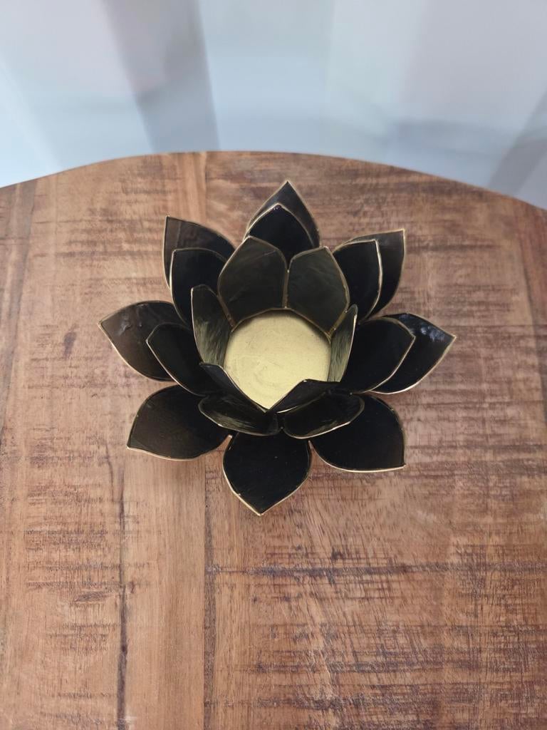 Donkergrijze Lotus Waxinelichthouder - Nieuw!, Nieuw, Grijs, Ophalen of Verzenden, Metaal