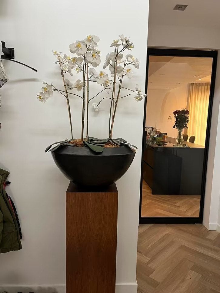 Compleet bloemstuk met nw kunstbloemen orchideeën pot zuil, Ophalen, Nieuw